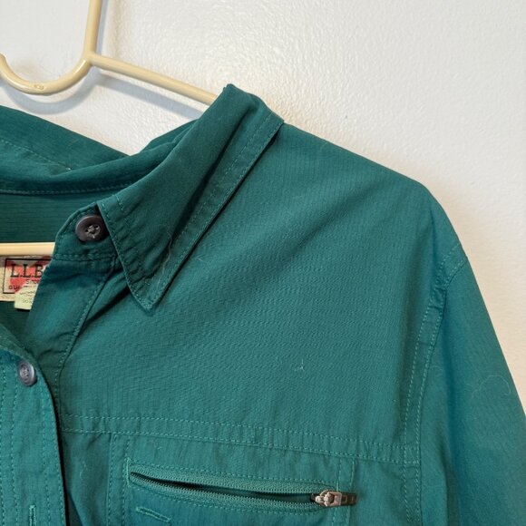 L.L.Bean Womens Green Button-Up Shirt L Regular Long Sleeve Polyester/Nylon - Picture 2 of 4